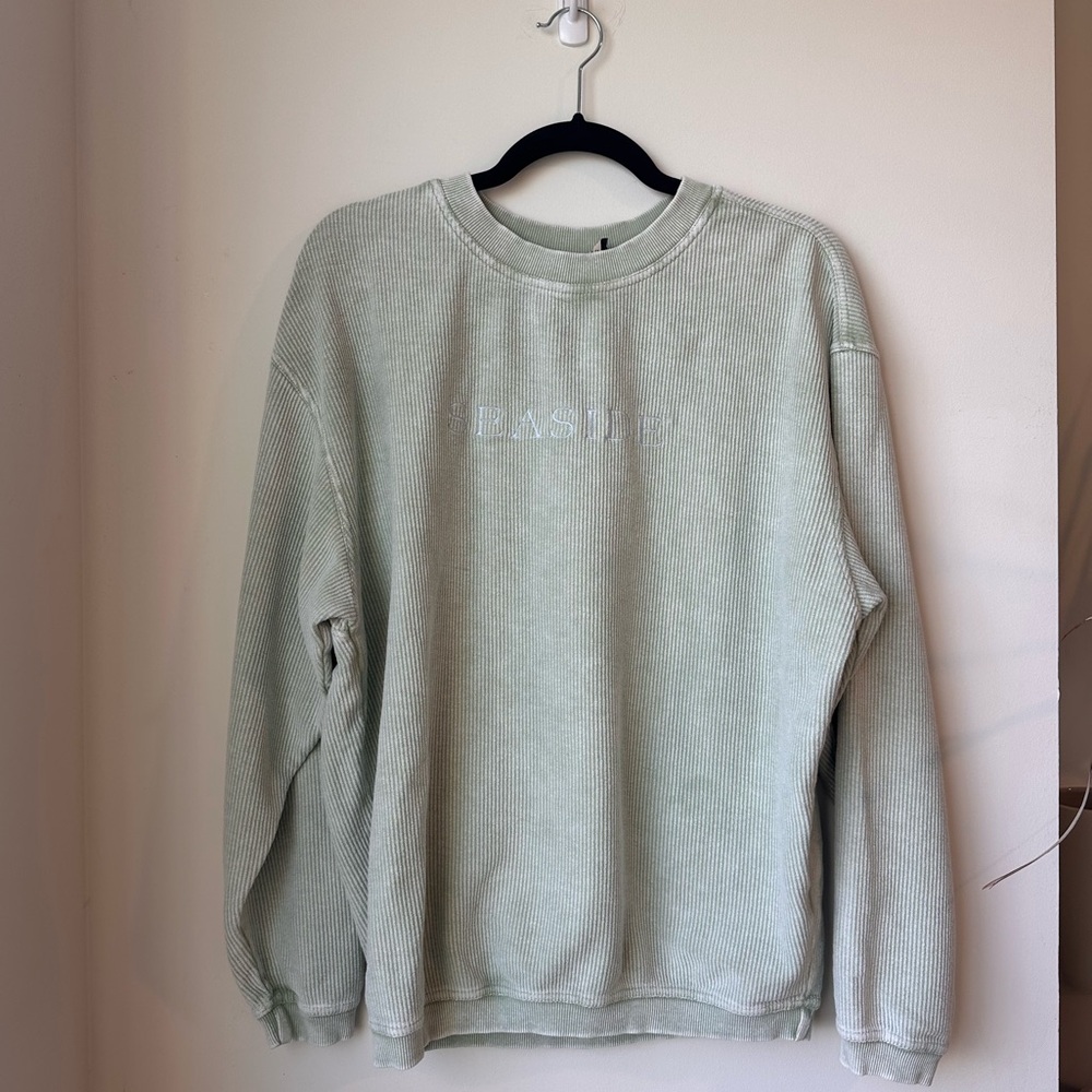 Bay Seaside Corded Embroidered Sweatshirt size Small in Green